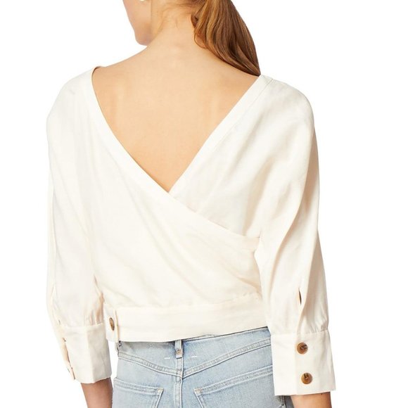 Habitual Wythe Deep V-Back Top - White - Sz L - Picture 1 of 8